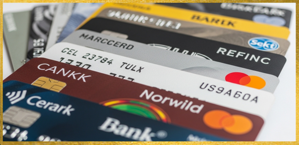 Credit Cards Lined Together