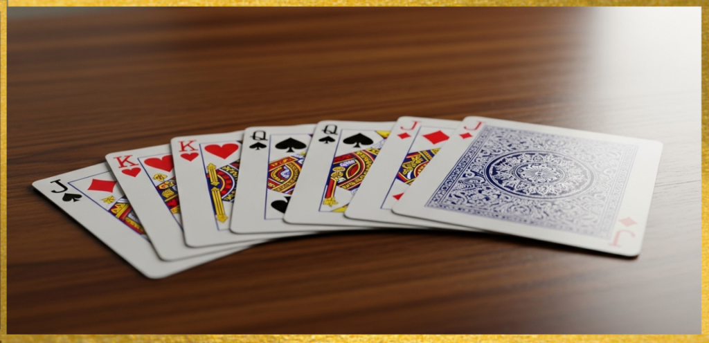 Main keyword: playing cards lined together