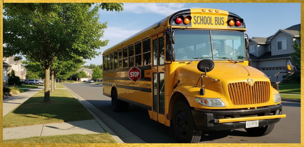 Standard School Bus Parked Along the Street