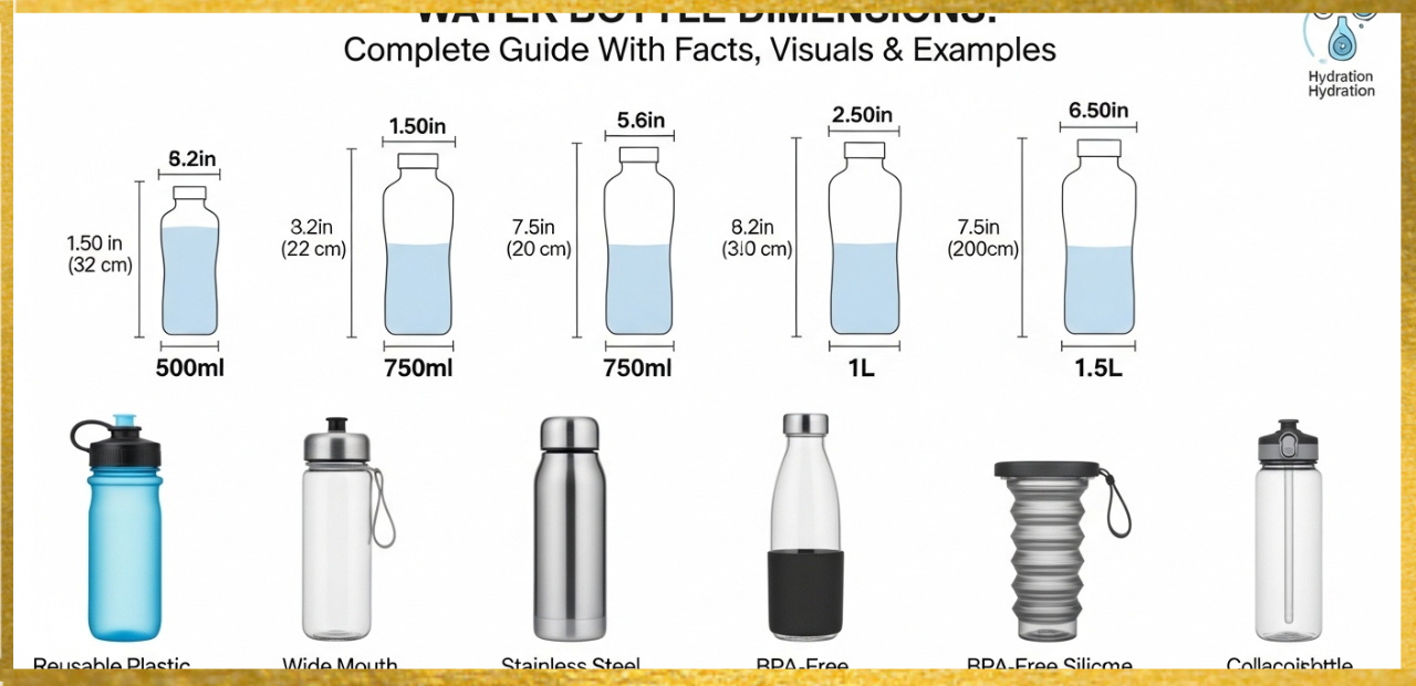water bottle dimensions