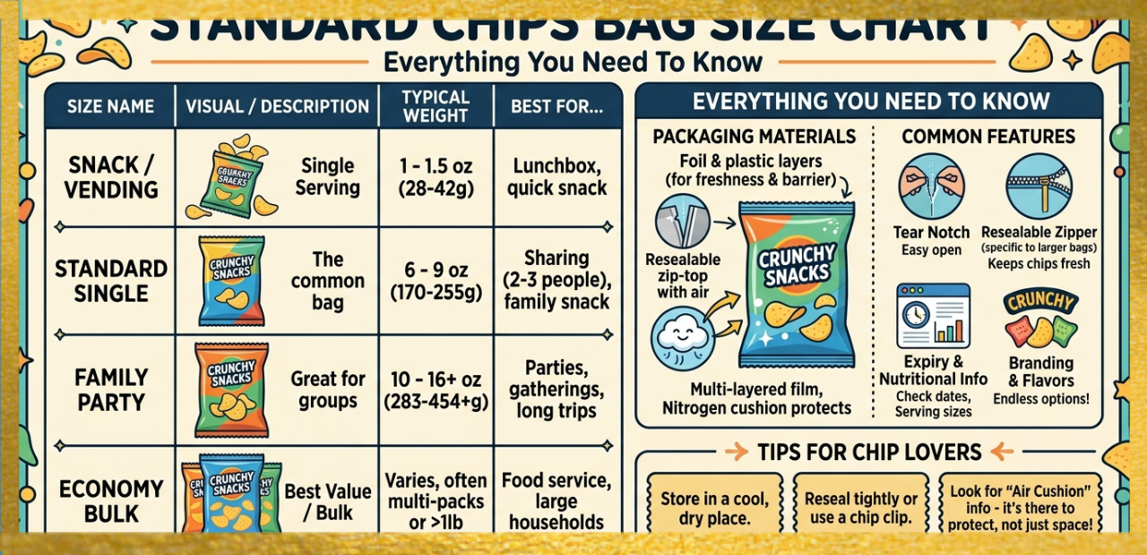 Standard Chips Bag Size Chart